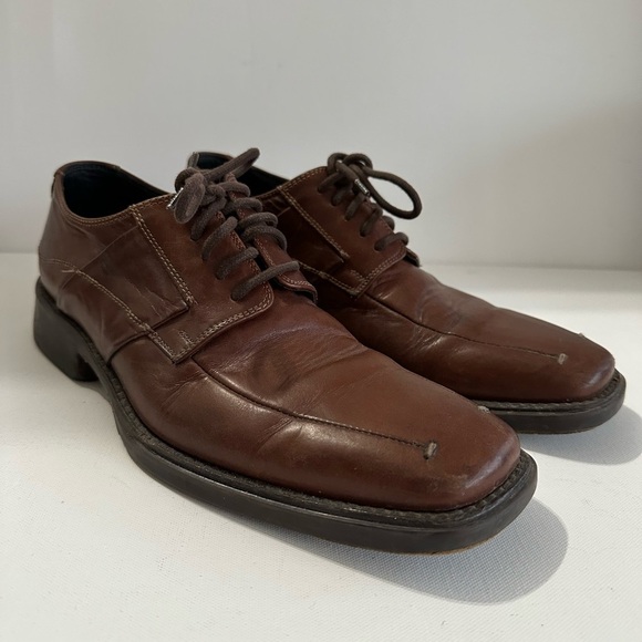 Bacco Bucci Men’s 9 Oxford Brown Leather Dress Shoes Made In Italy - Picture 2 of 15